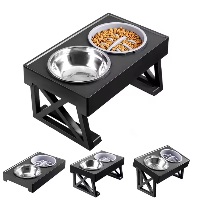 3-in-1 Adjustable Elevated Pet Bowl – Slow Feeder for Dogs & Cat