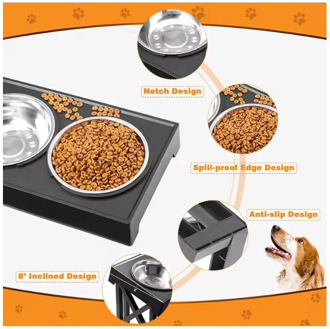 3-in-1 Adjustable Elevated Pet Bowl – Slow Feeder for Dogs & Cat