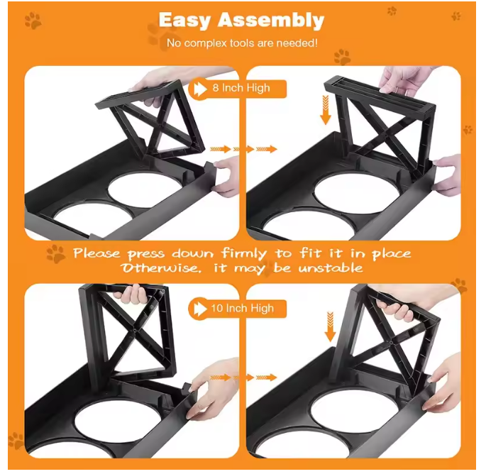 3-in-1 Adjustable Elevated Pet Bowl – Slow Feeder for Dogs & Cat