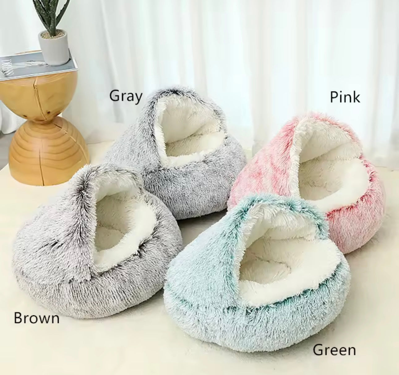 Donut Calming Pet Bed – Soft Plush Nest for Cats & Dogs