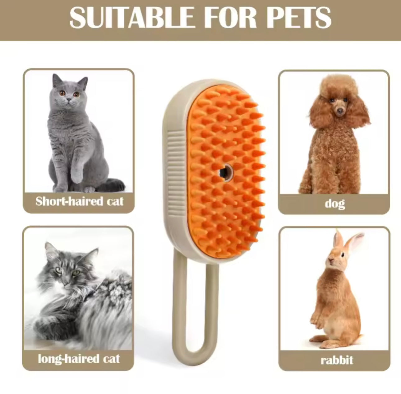 3-in-1 Electric Pet Brush – Spray, Massage & Groom with One Touch