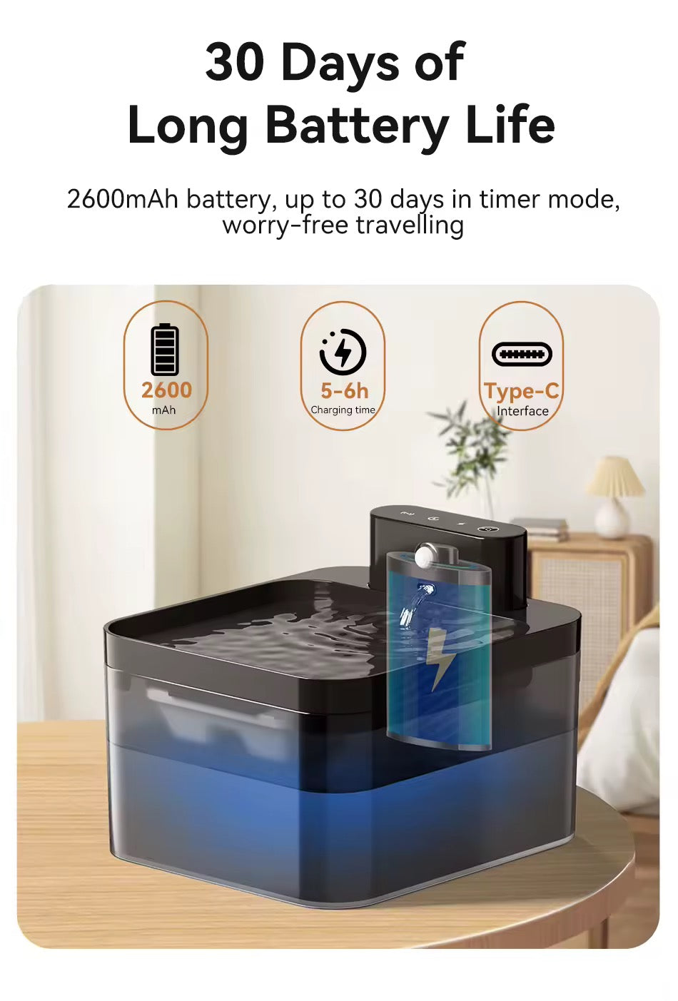 2.2L Wireless Automatic Cat Water Fountain with Infrared Sensor