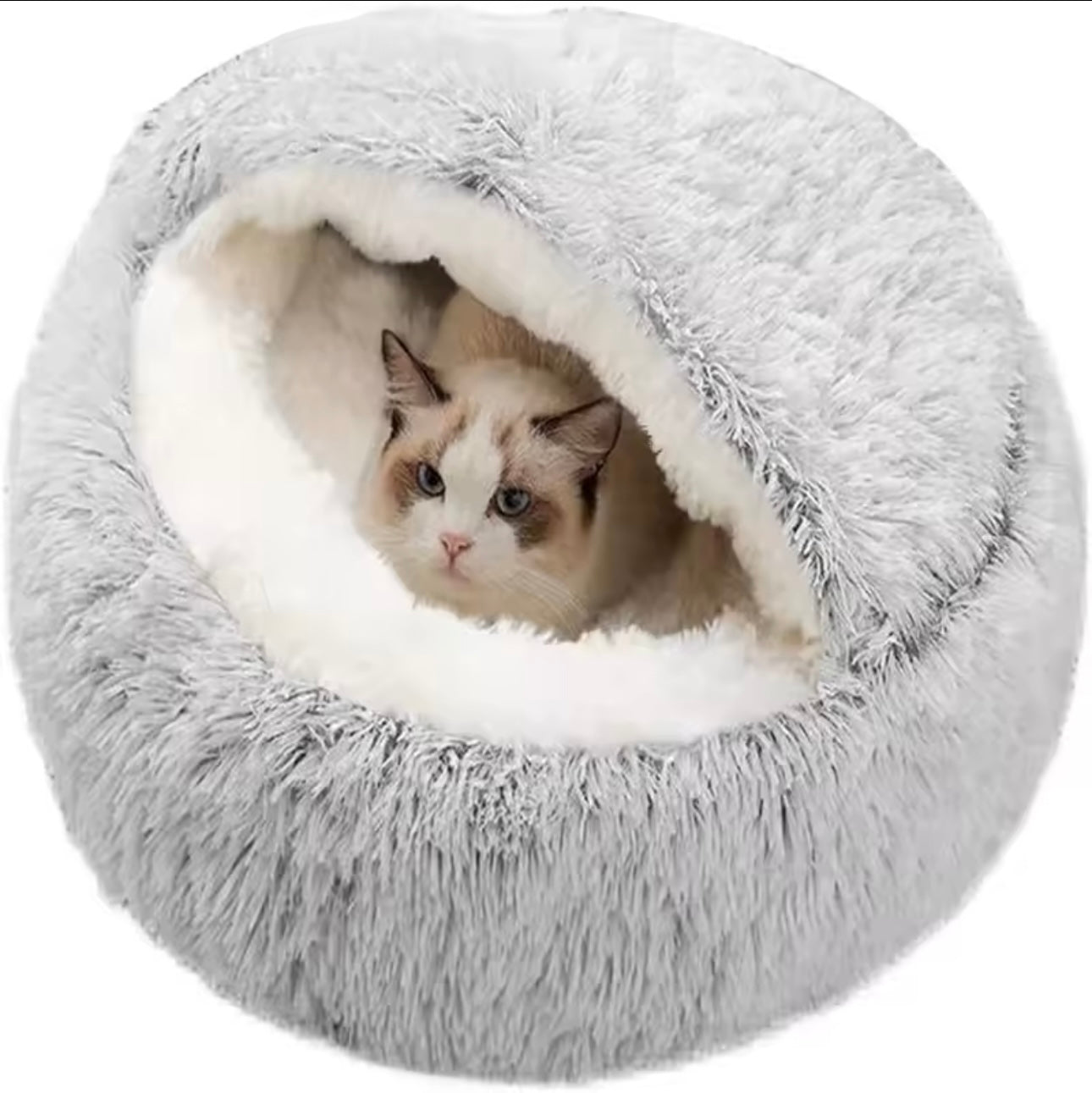 Donut Calming Pet Bed – Soft Plush Nest for Cats & Dogs
