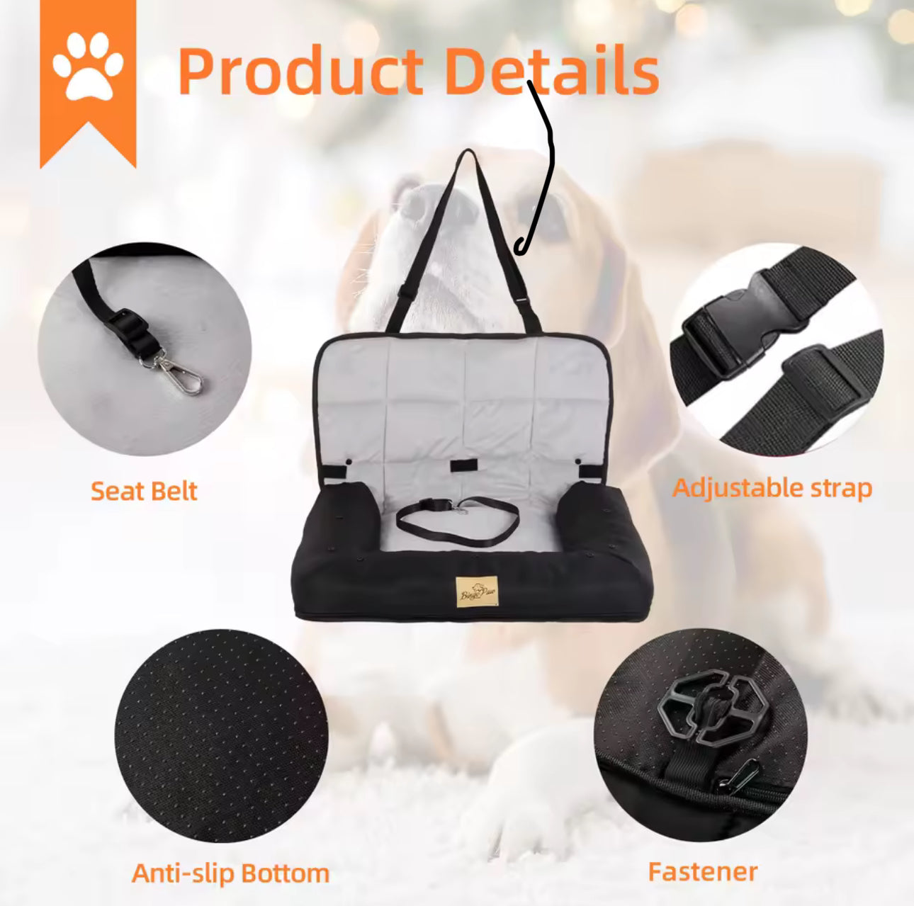 🐶🚗 Portable Dog Car Seat Bed

The perfect travel companion for your furry friend — safe, cozy, and ready for any road trip! 🐾